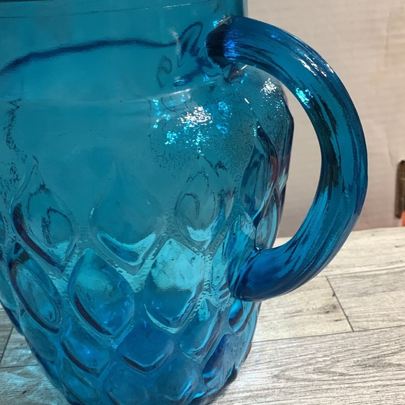 1970’s Libbey Glass Pitcher MADRID pattern Aqua Blue BEAUTIFUL!!! - Picture 3 of 7